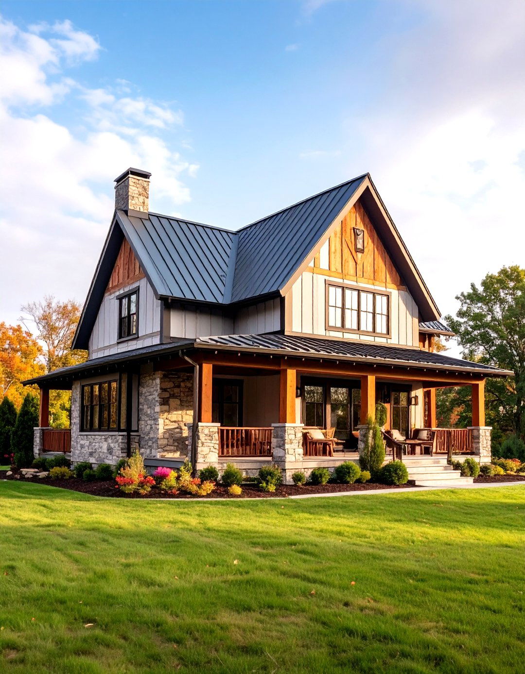 Mixed Roofing Material Farmhouse - 24 Modern Farmhouse Exterior