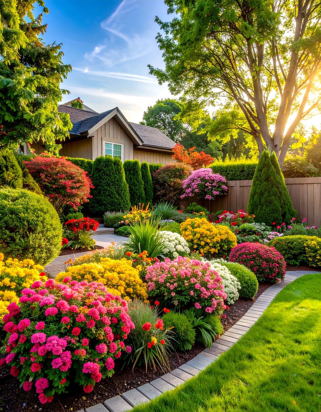 Mixed Shrub Foundation Plantings - 24 Simple Fence Line Landscaping Ideas