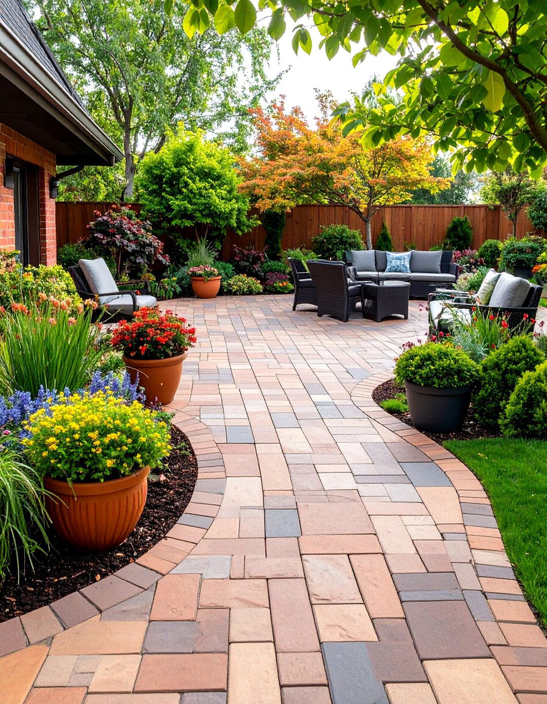 Mixed Size Brick Patio Pattern - 24 Brick Patio Ideas