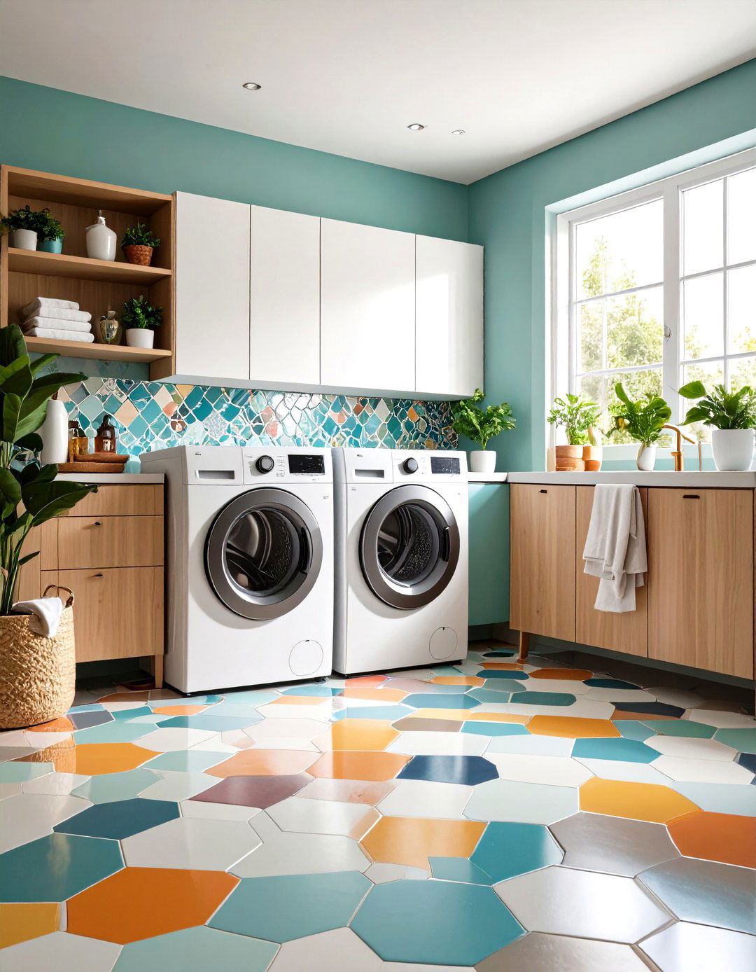 Mixed Size Mosaic Combinations - 24 Laundry Room Tile Ideas