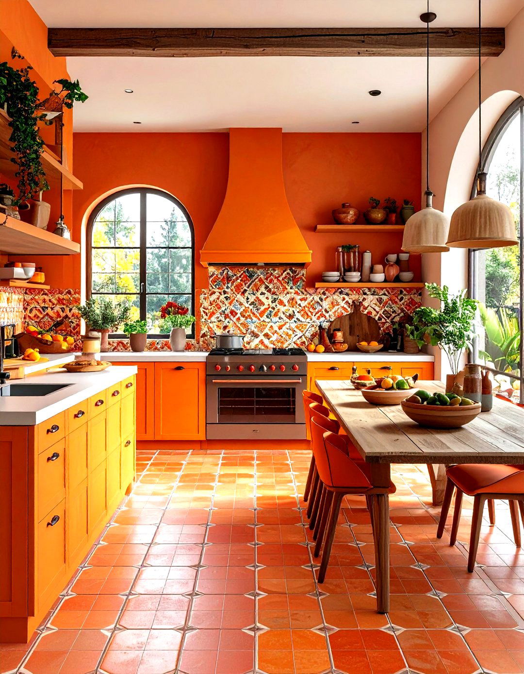 Mixed Size Terracotta Tile Patterns - 24 Terracotta Kitchen Floor Ideas