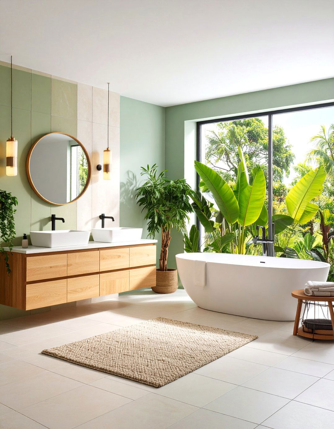 Mixed Size Tile Combinations - 24 Bathroom Wall Ideas