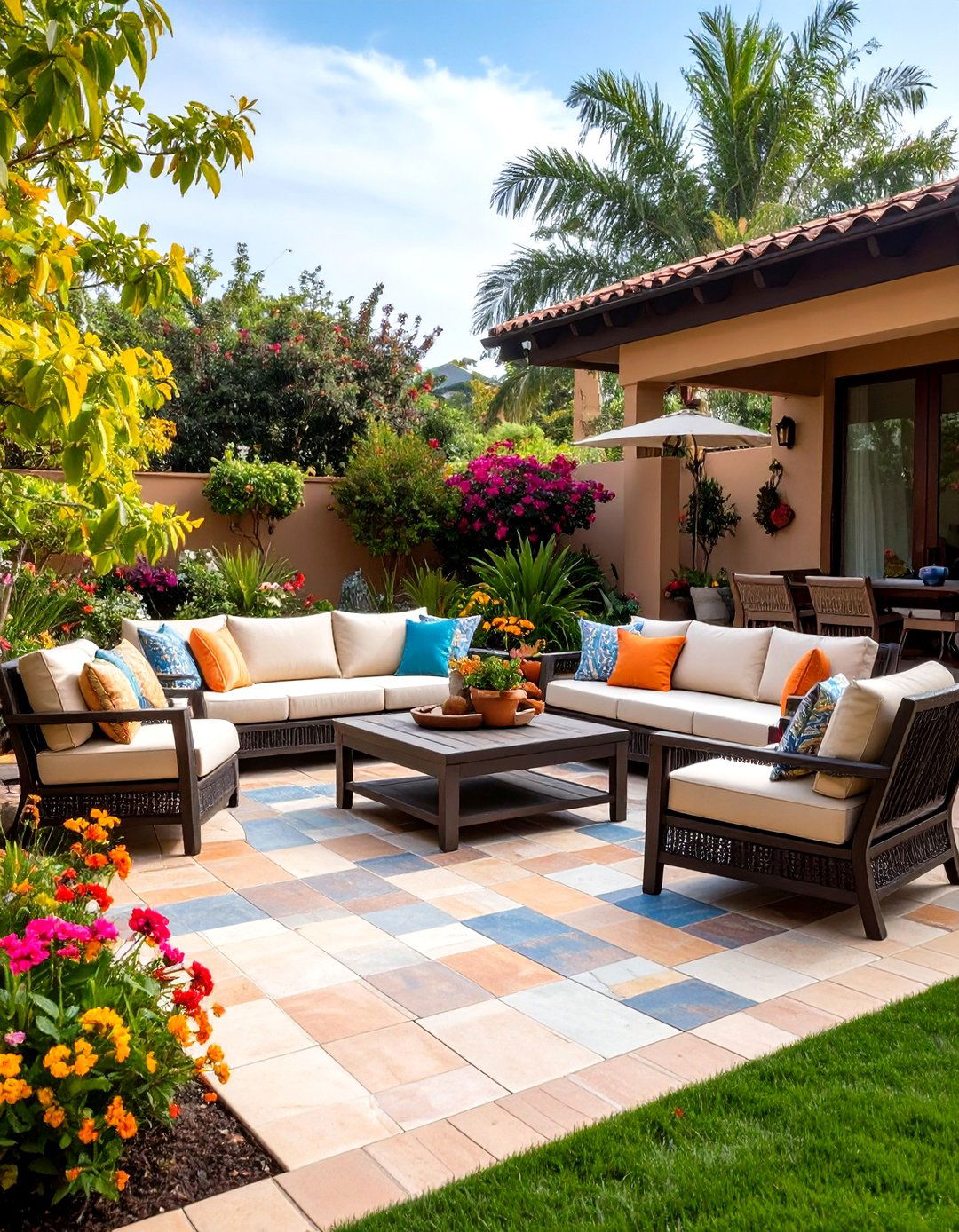 Mixed Size Tile Layouts - 24 patio tile ideas