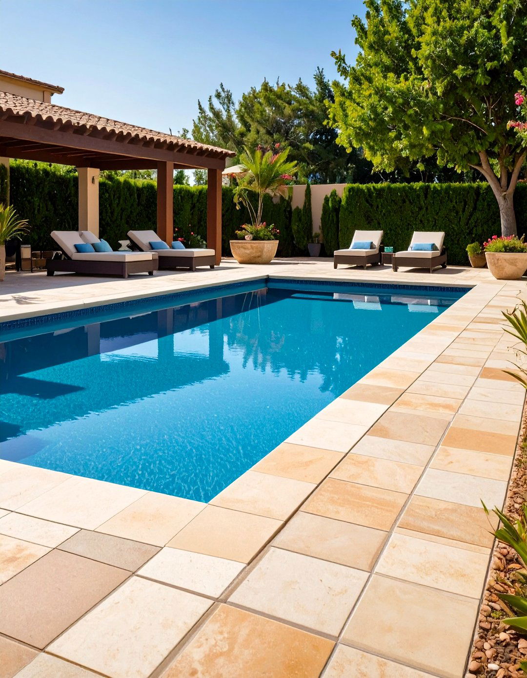 Mixed Size Versailles Pattern - 24 Concrete Pavers Around Pool Ideas