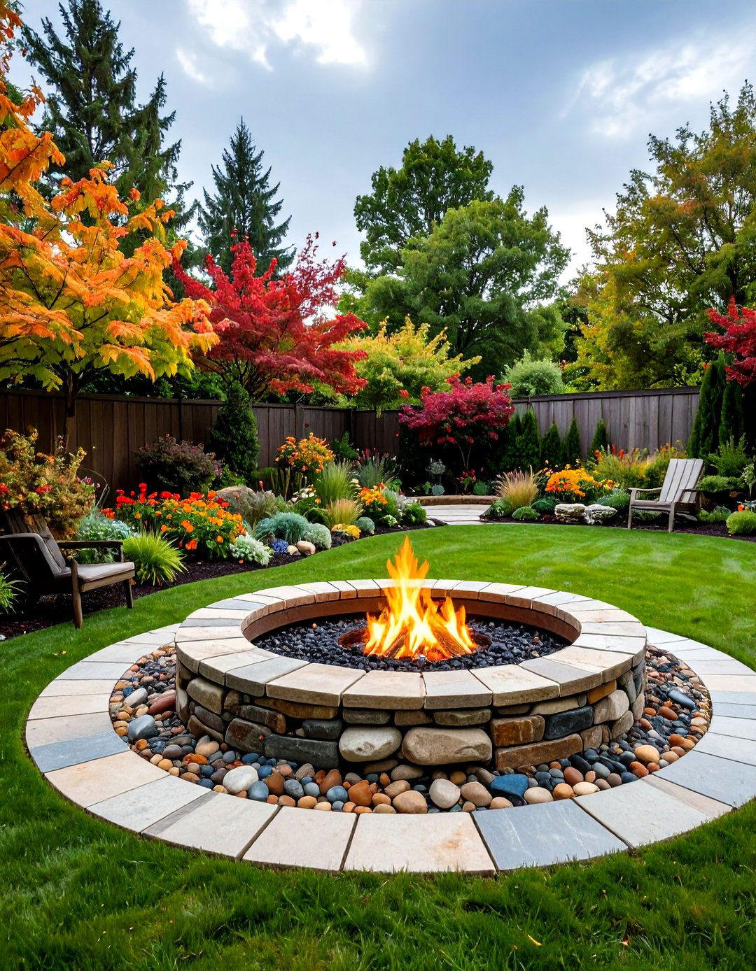 Mixed Stone Mosaic Fire Ring - 24 Stone Fire Pit Ideas