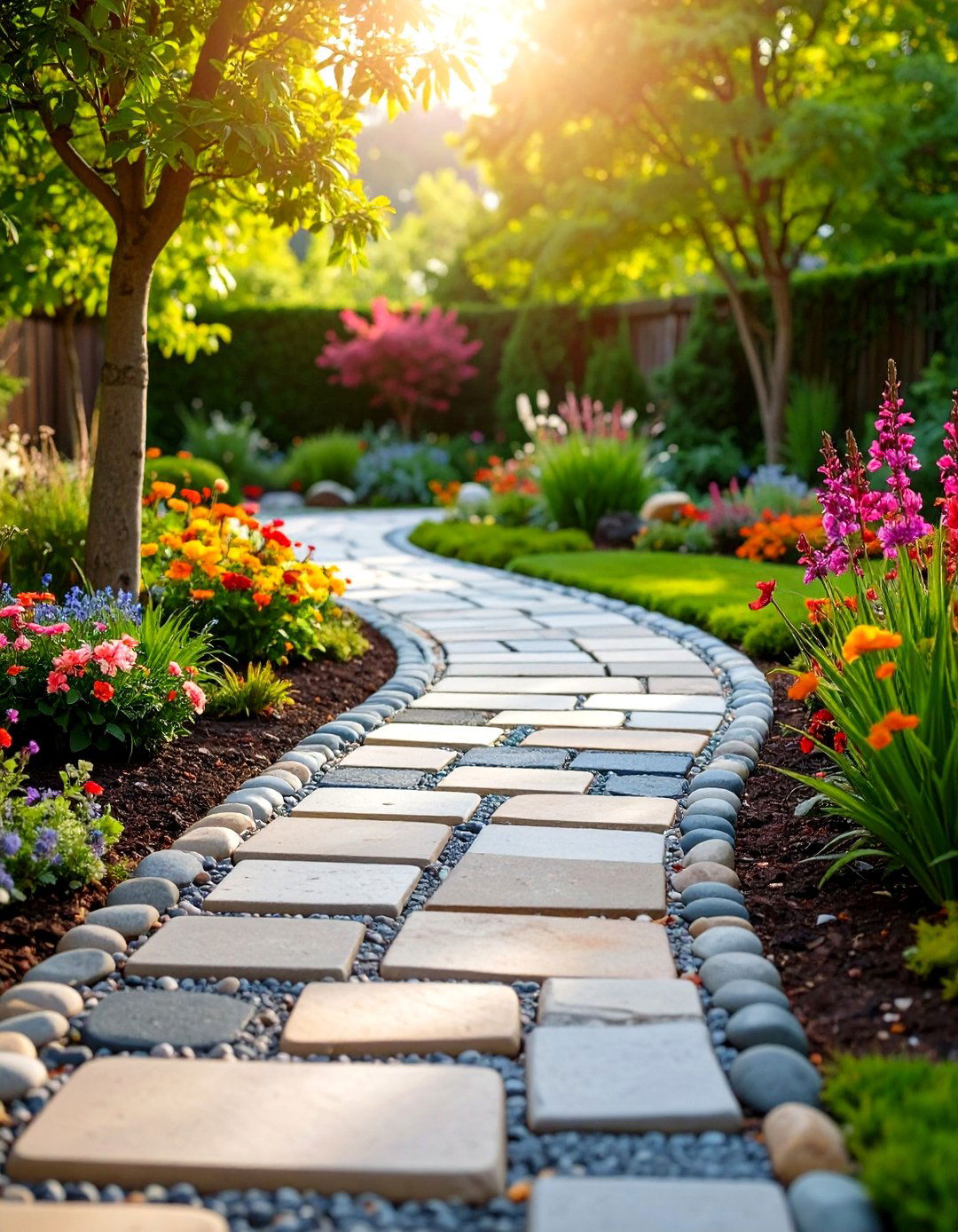 Mixed Stone Mosaic Paths - 24 Natural Walkway Ideas