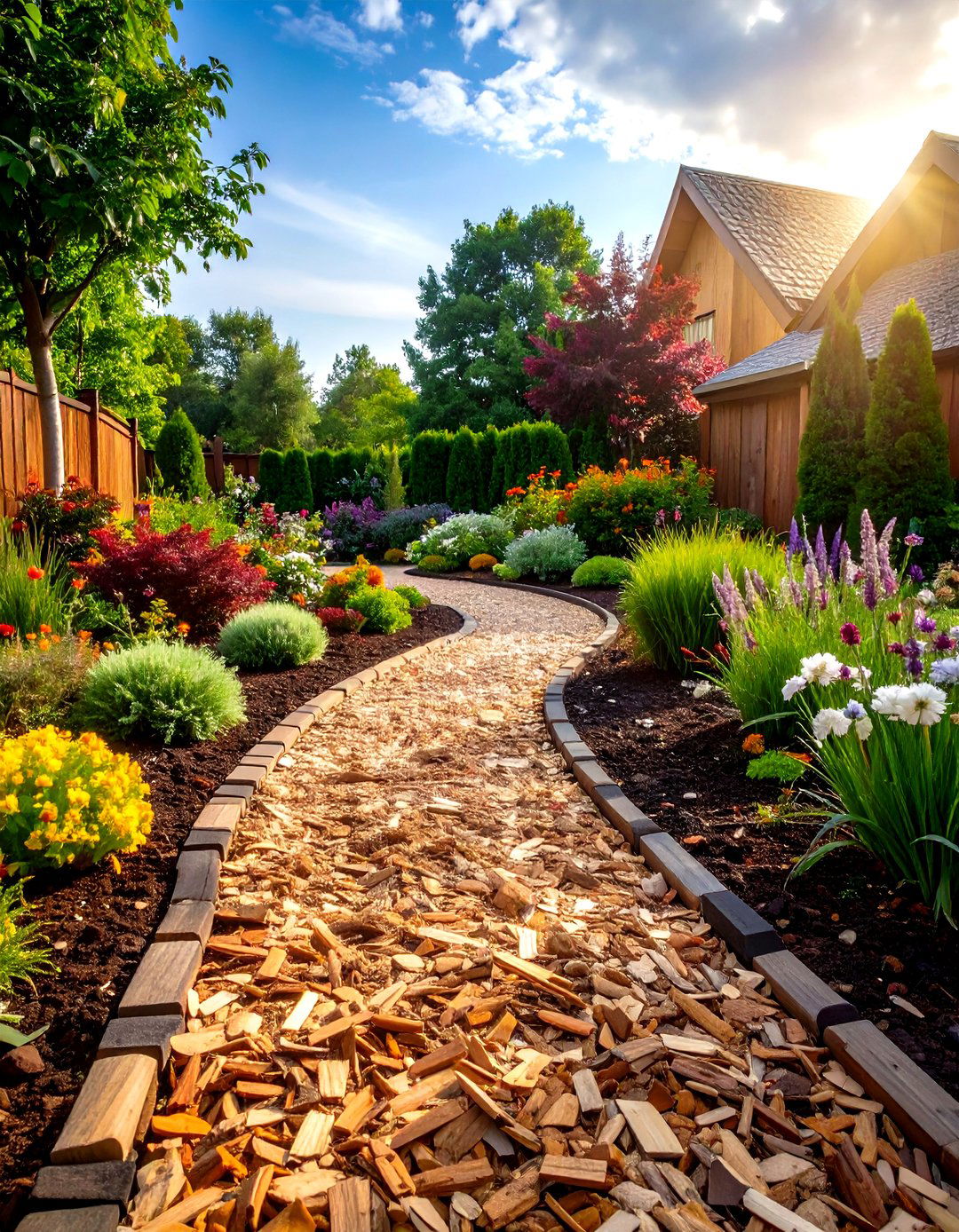 Mixed Texture Mulch Designs - 24 Mulch Pathway Ideas