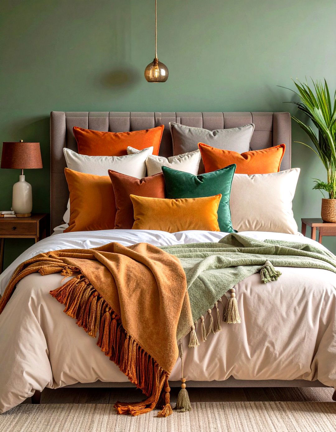 Mixed Texture Throw Pillows - 24 Dark Boho Bedroom Ideas