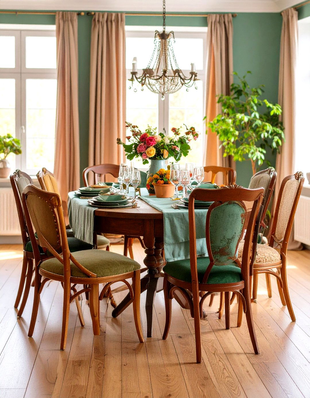 Mixed Vintage Seating Arrangements - 24 Rustic Dining Room Ideas