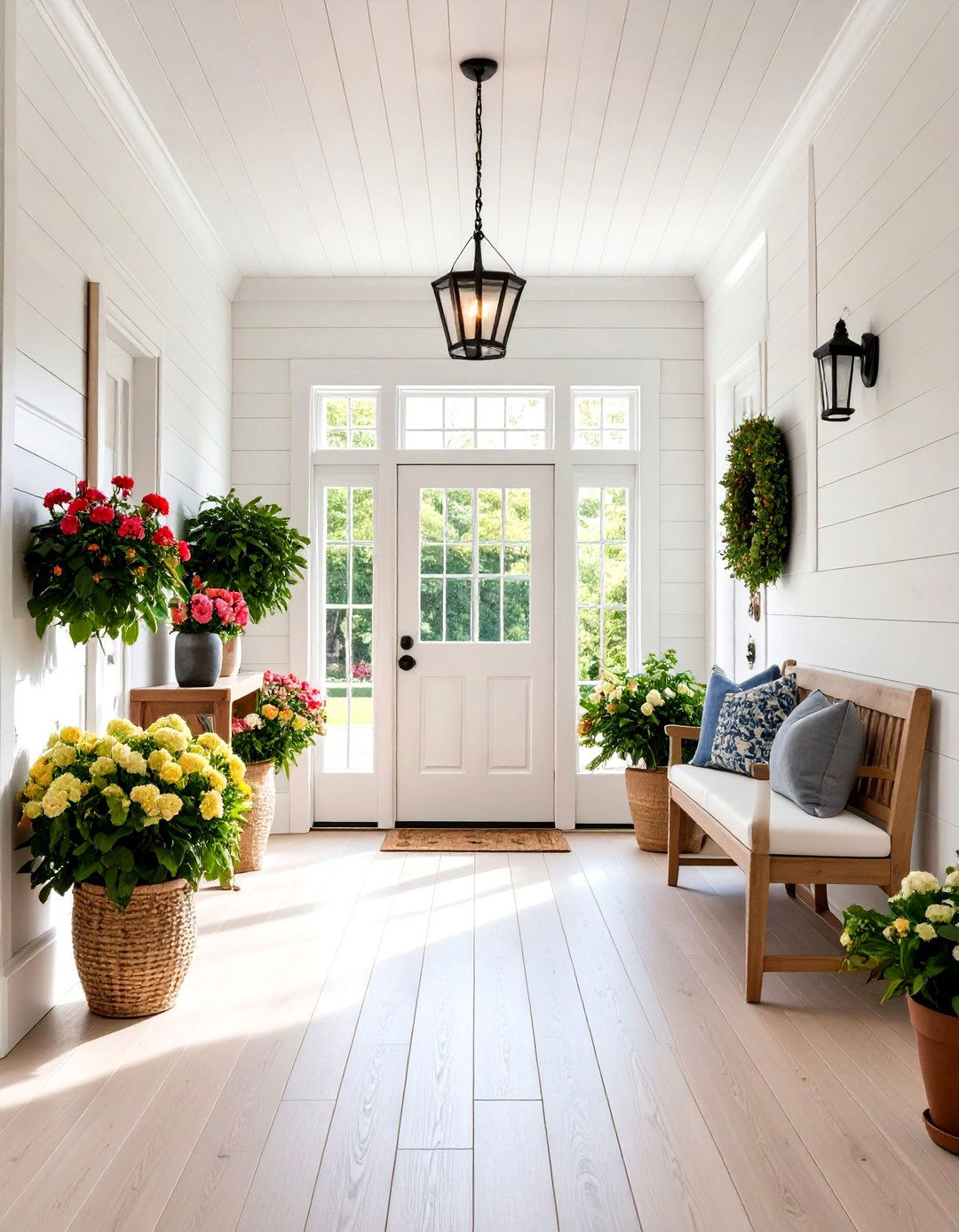 Mixed Width Shiplap Entry Hall Feature - 24 Shiplap Wall Ideas