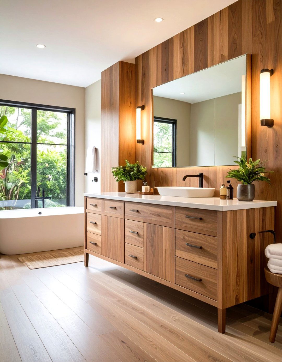 Mixed Wood Species Vanity Design - 24 Wood Bathroom Vanity Ideas