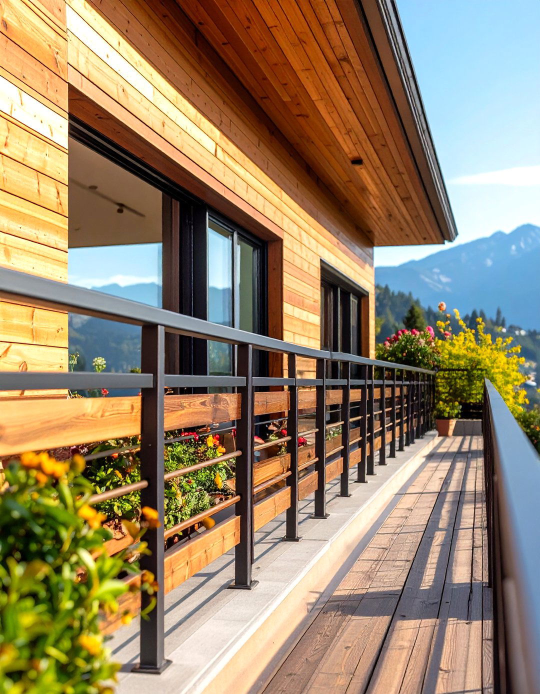 Mixed Wood and Iron Balcony Combinations - 24 Wrought Iron Balcony Railing Design Ideas
