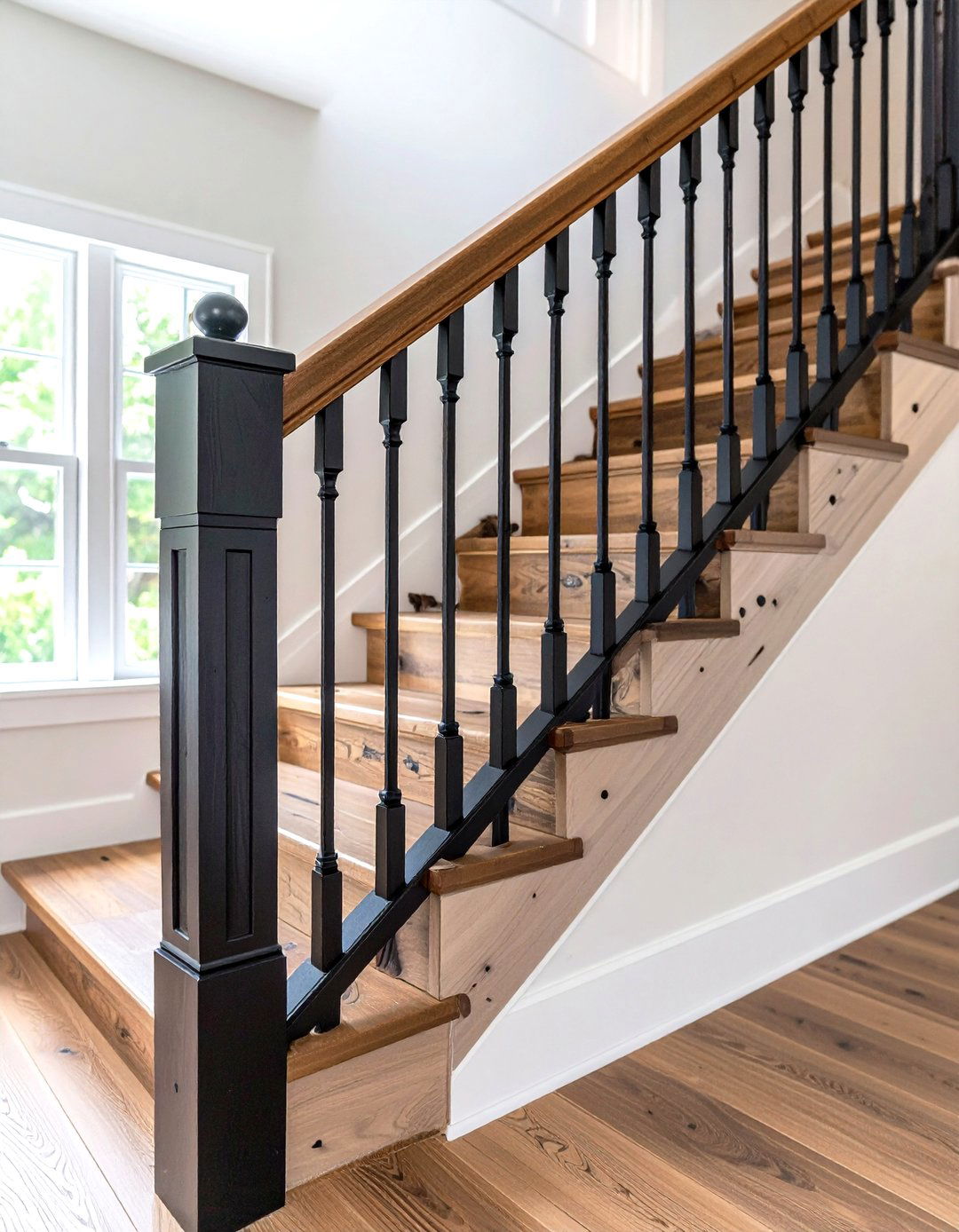 Mixed Wood and Metal Combinations - 24 Wood Stair Railing Ideas