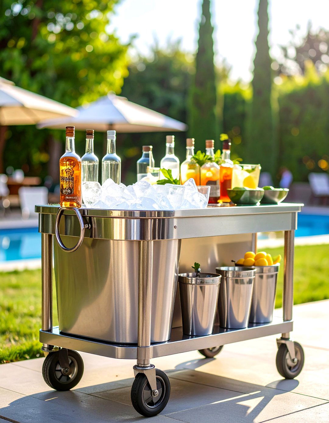Mobile Bar Cart Sink Station - 24 outdoor sink ideas