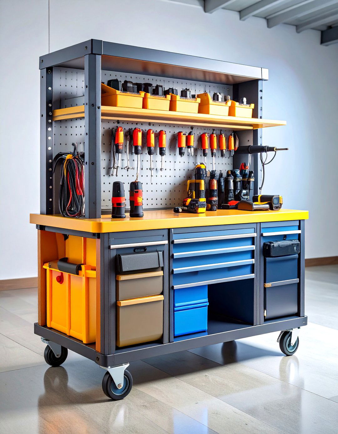Mobile Drill Charging Station - 24 Power Tool Storage Ideas