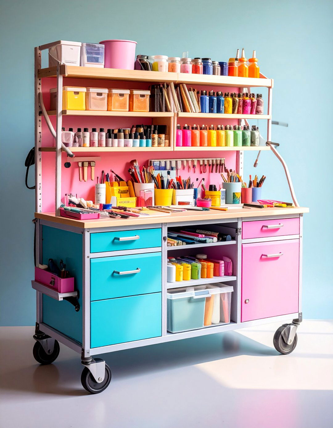 Mobile Rolling Art Cart Station - 24 Art Room Ideas