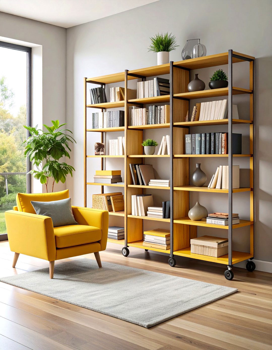 Mobile Rolling Bookshelf Carts - 24 Living Room Bookshelf Ideas