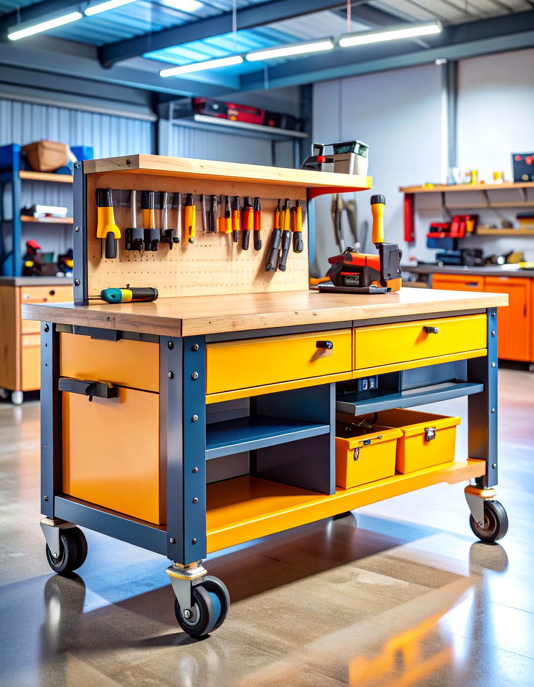 Mobile Rolling Workbench Cart - 24 Garage Workbench Ideas