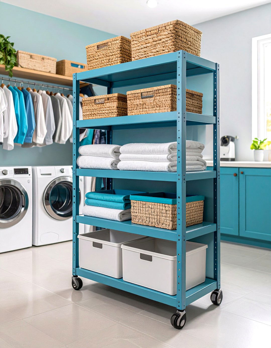 Mobile Storage Tower with Wheels - 24 Laundry Detergent Storage Ideas