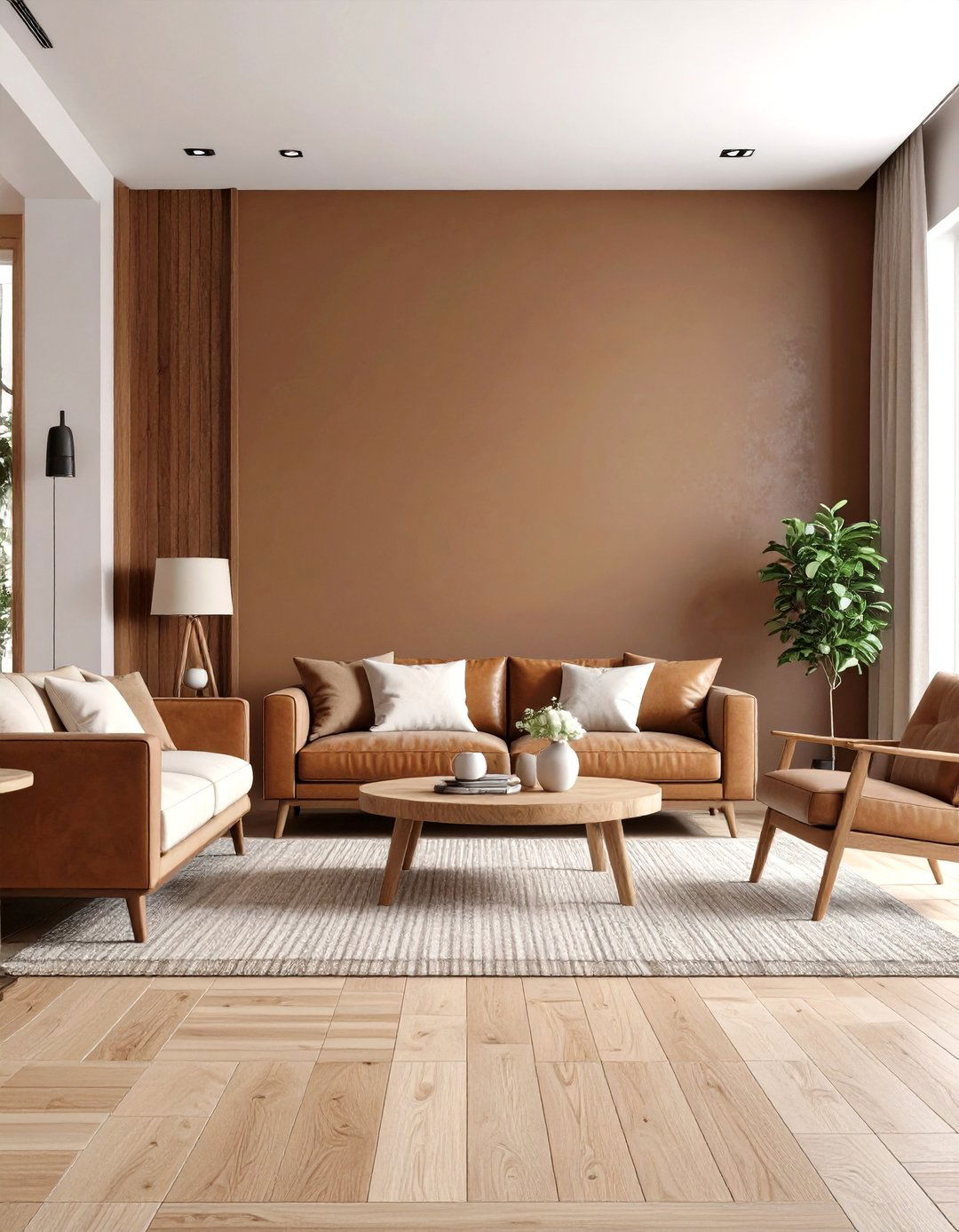 Mocha Brown Living Room Comfort - 24 Accent Wall Colors