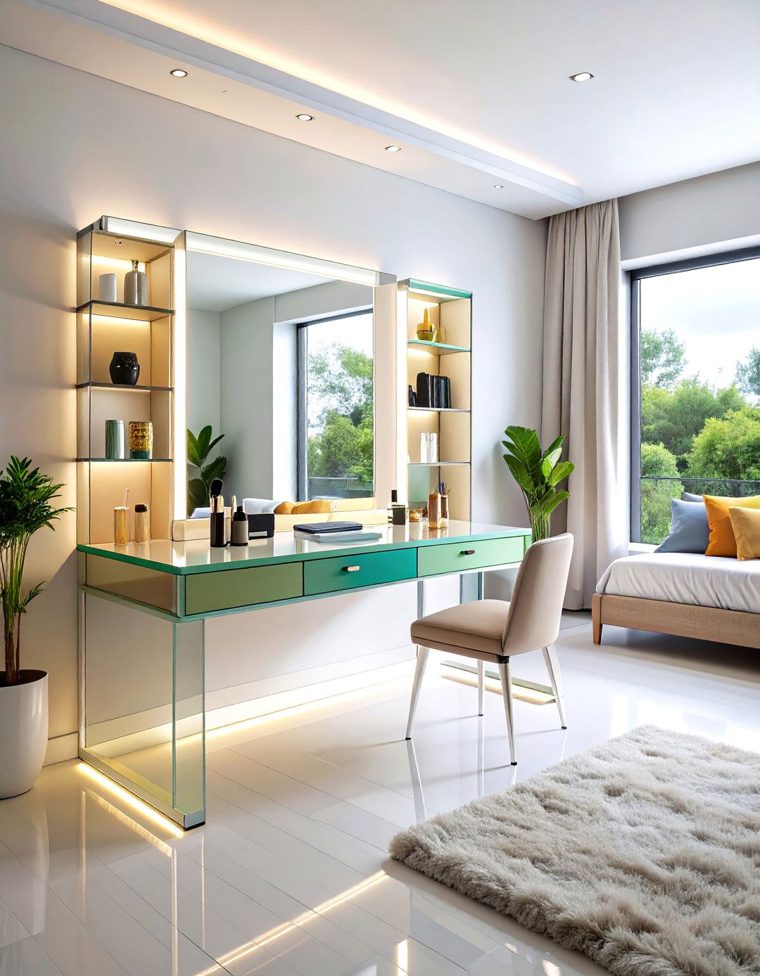 Modern Acrylic Transparent Workspace - 24 Makeup Room Ideas