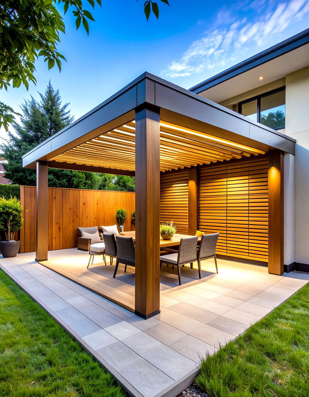 Modern Aluminum Louvered Pergola Design - 24 Patio Pergola Ideas