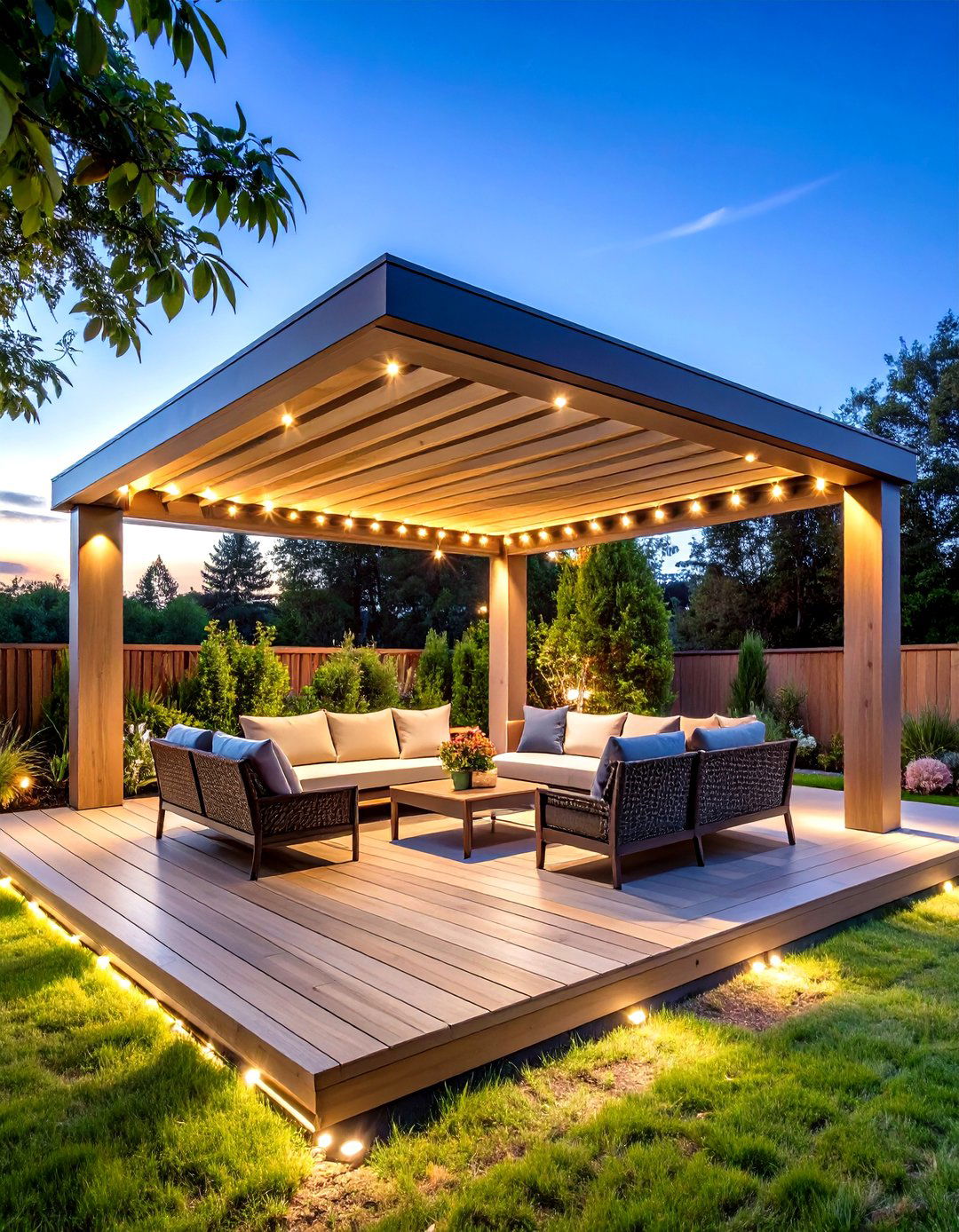 Modern Aluminum Pergola with Retractable Canopy - 24 Partially Covered Deck Ideas