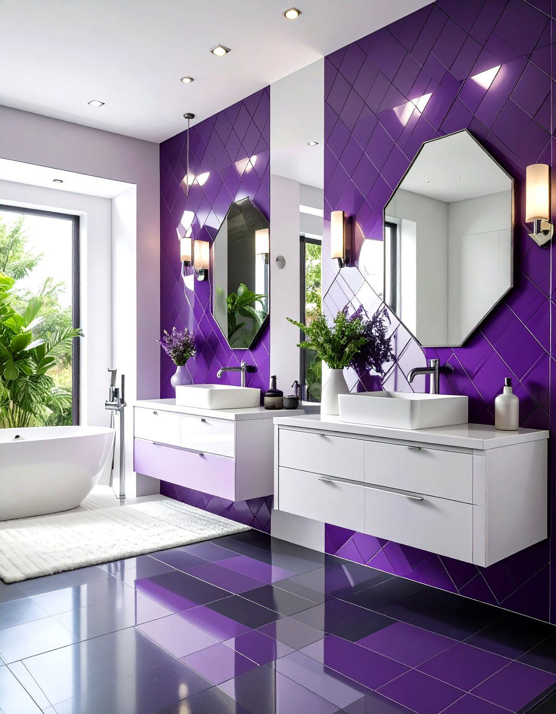 Modern Amethyst Statement - 24 Purple Bathroom Ideas
