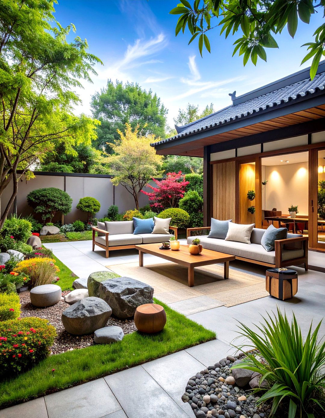 Modern Asian Fusion Courtyard - 24 Asian Landscaping Ideas