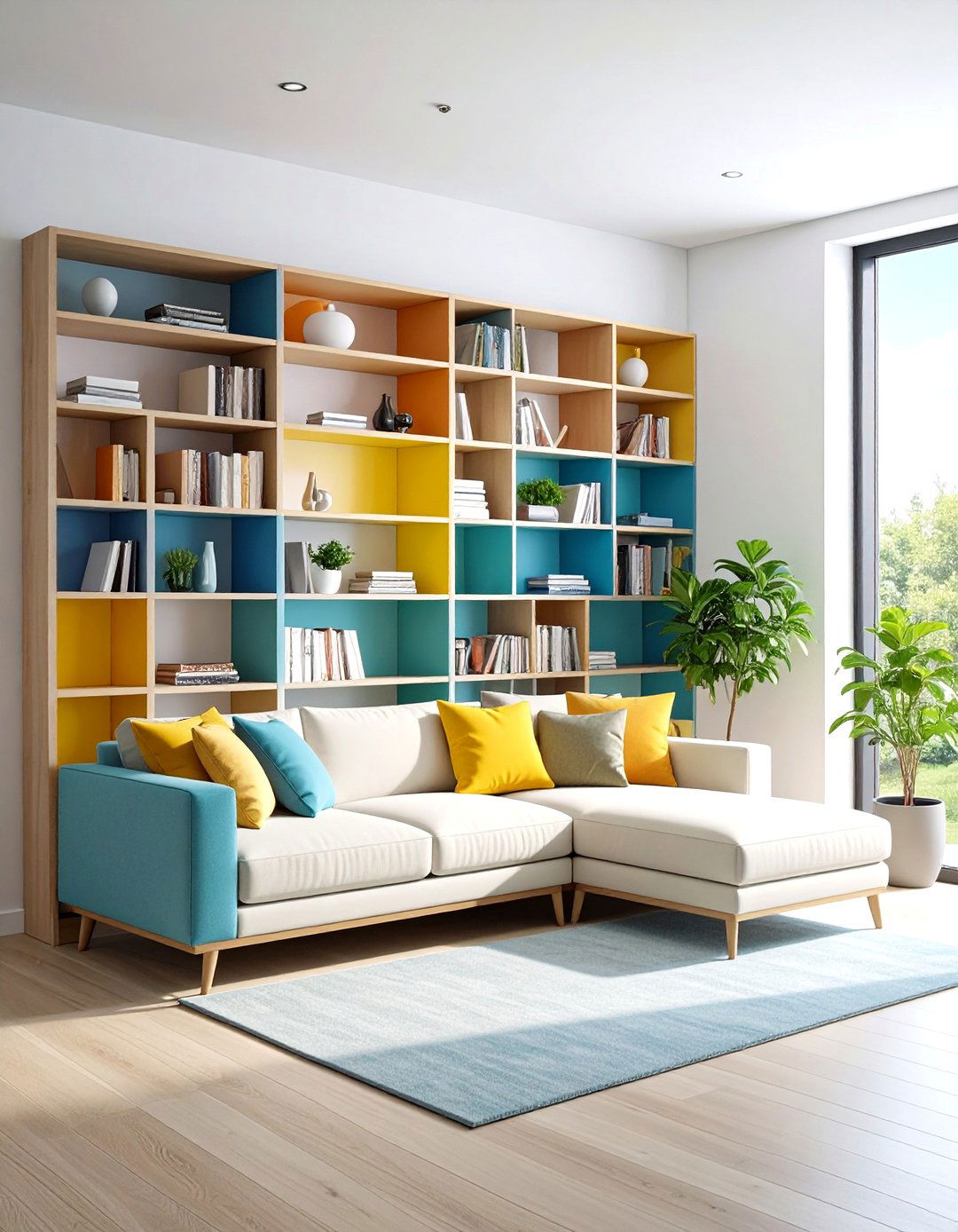 Modern Asymmetrical Corner Bookshelf Design - 24 Corner Bookshelf Ideas