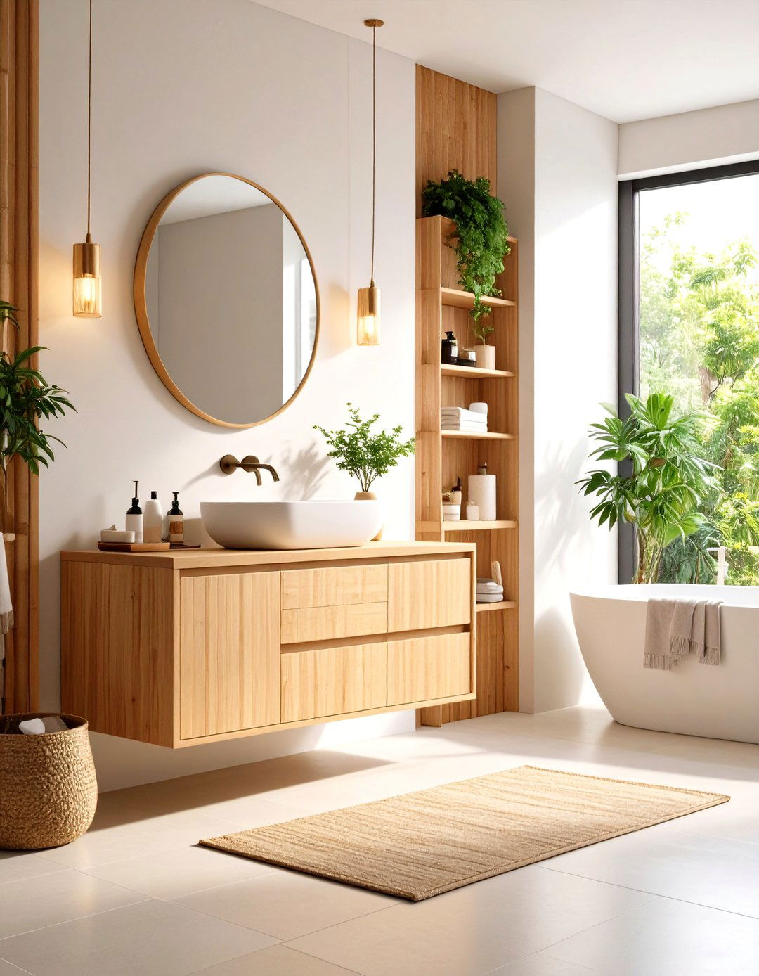 Modern Bamboo Floating Vanity - 24 Wood Bathroom Vanity Ideas