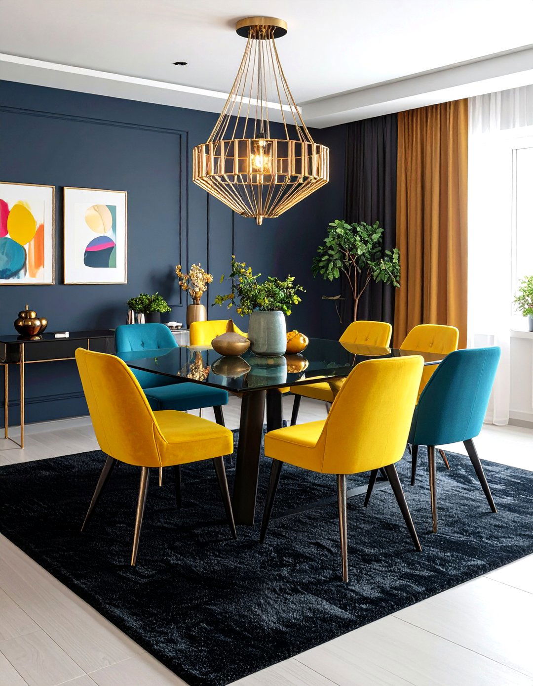 Modern Black Carpeted Dining Room - 24 Carpeted Dining Room Ideas