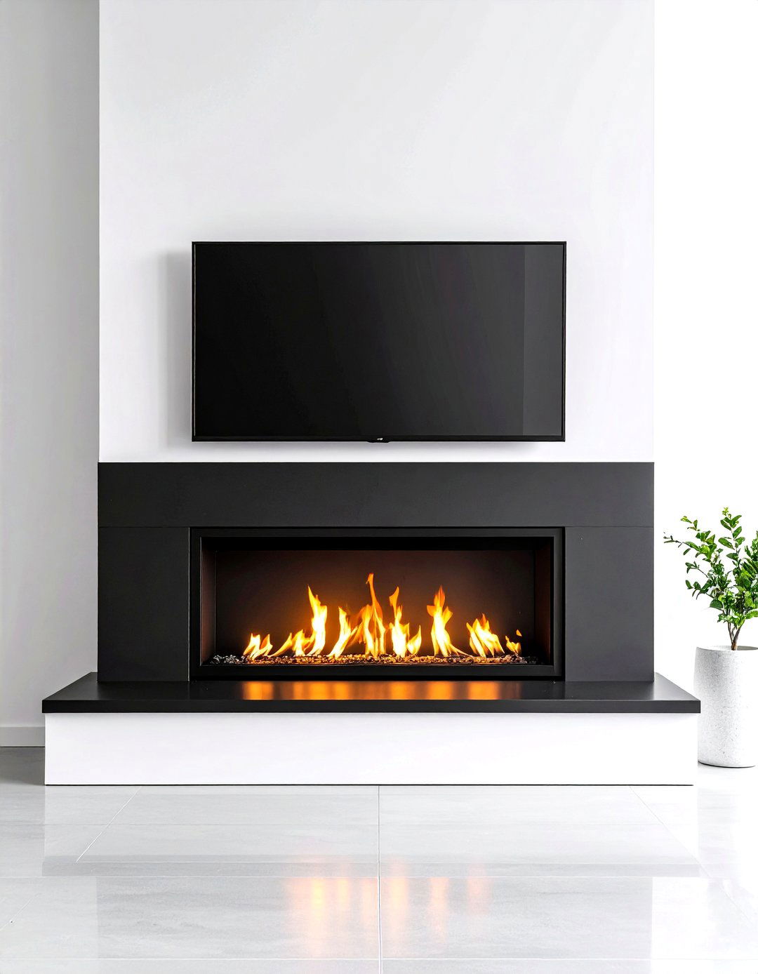 Modern Black Electric Fireplace Design - 24 Electric Fireplace Ideas With Tv Above