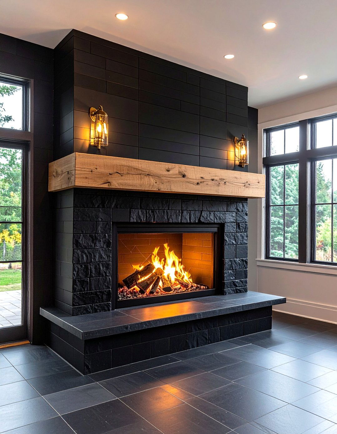 Modern Black Farmhouse Fireplace Tiles - 24 Farmhouse Fireplace Tile Ideas