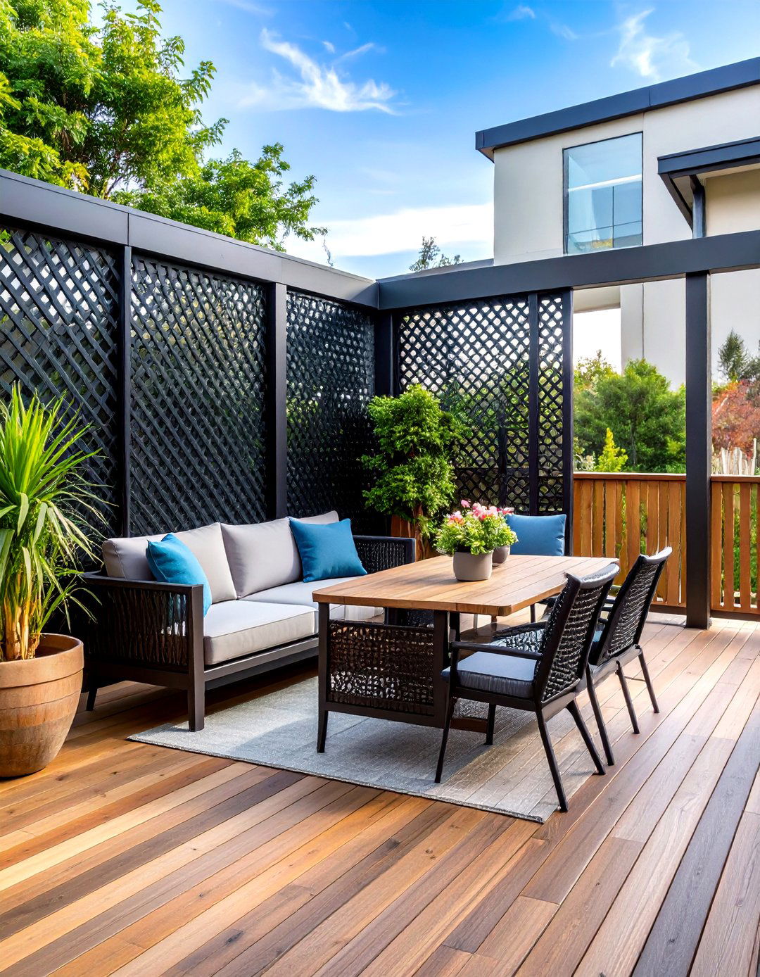 Modern Black Lattice Privacy Screen Extension - 24 Deck Lattice Ideas