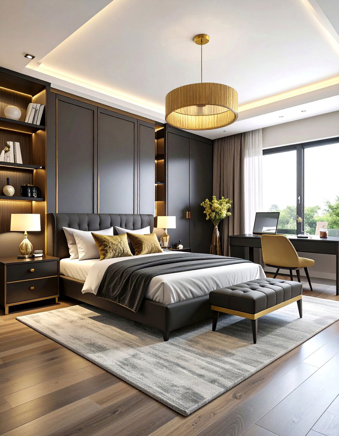 Modern Black and Gold Teen Bedroom Design - 24 Black and Gold Bedroom Ideas