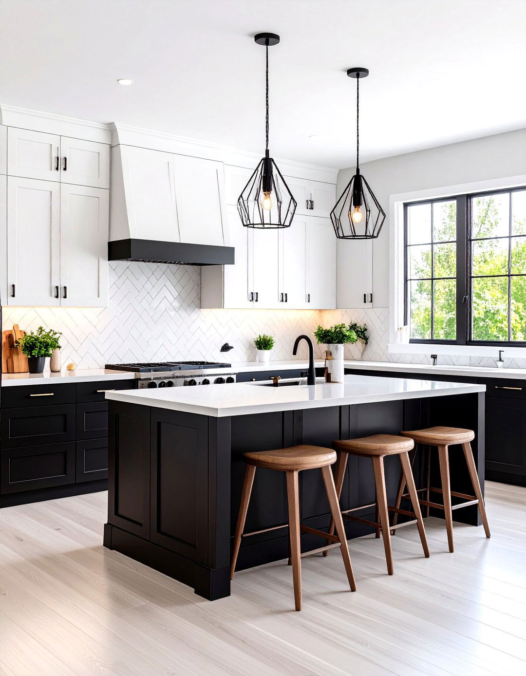 Modern Black and White Kitchen with Geometric Accents - 24 Small Kitchen Ideas on a Budget