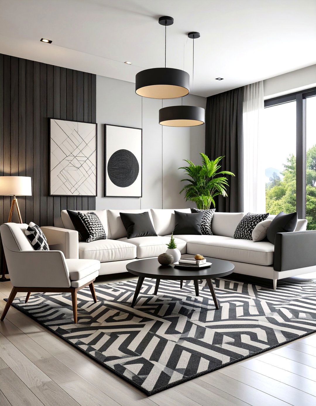 Modern Black and White Living Room - 24 Black Living Room Ideas