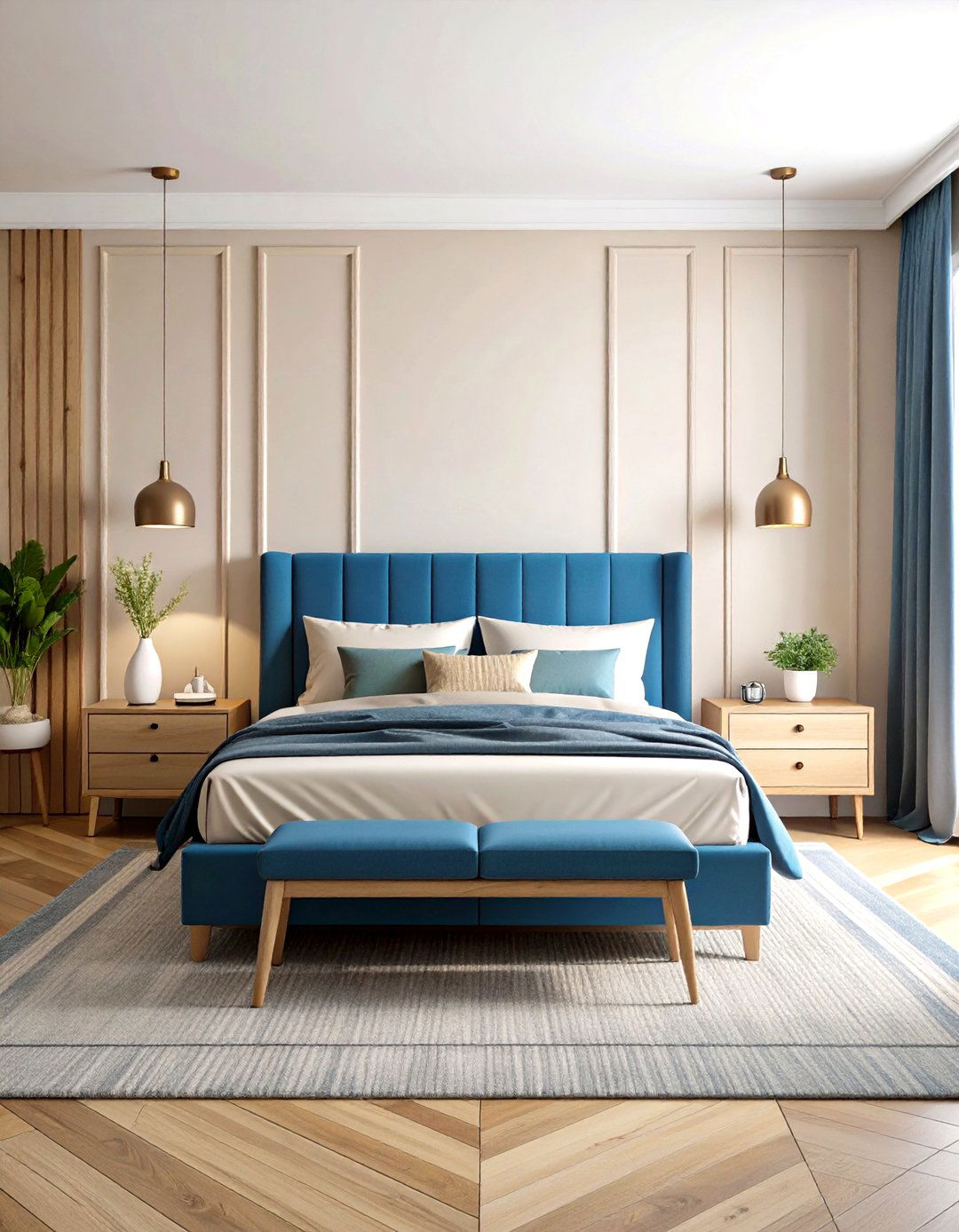 Modern Blue Beige Contemporary Design - 24 blue and beige bedroom ideas