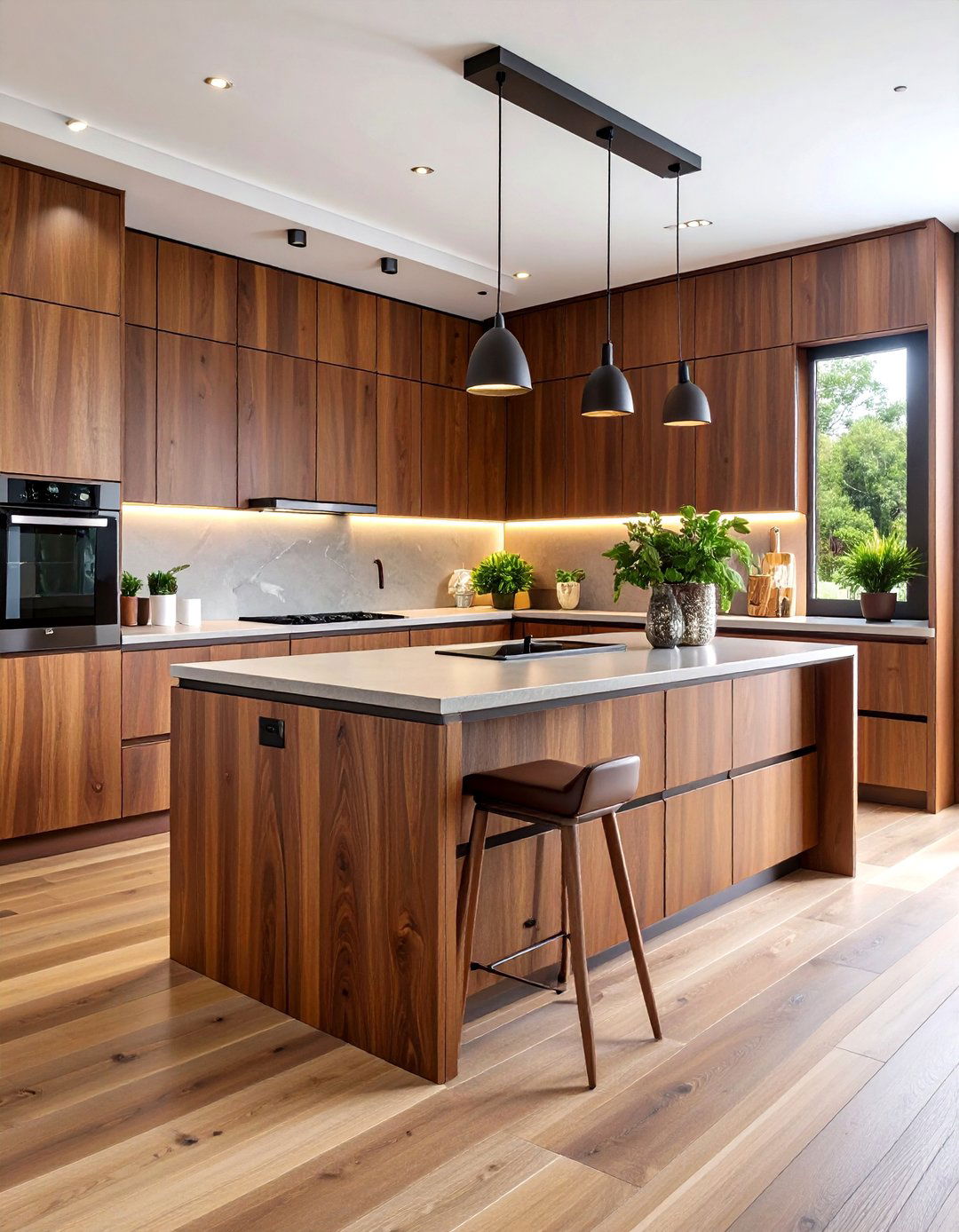 Modern Brown Handleless Kitchen - 24 Brown Kitchen Ideas