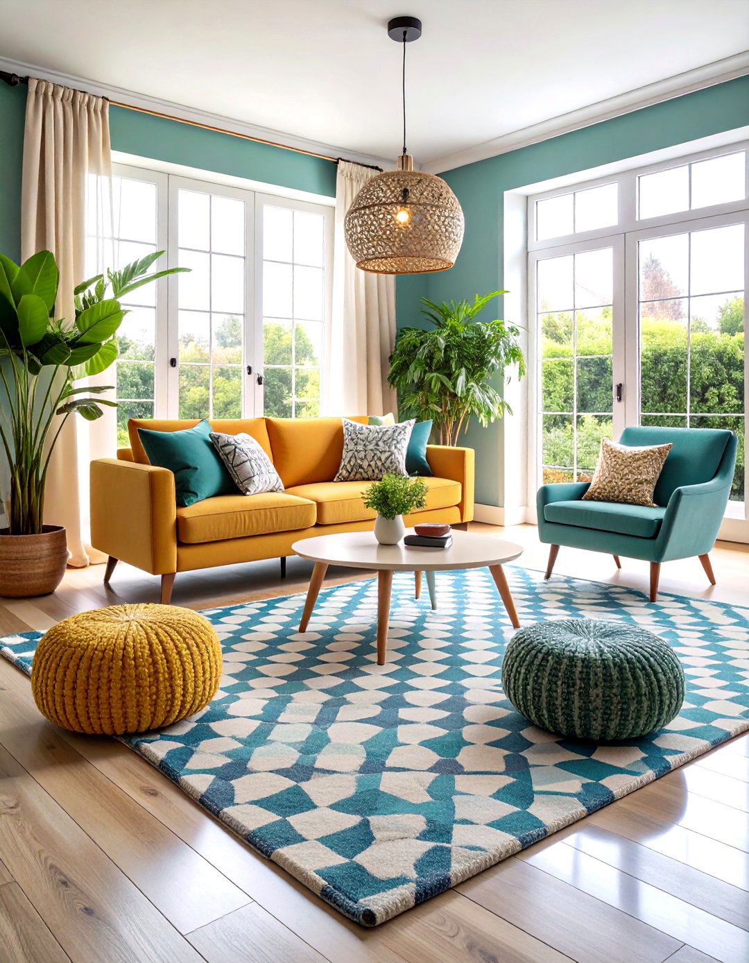 Modern Checkered Living Room Carpet Designs - 24 Living Room Carpet Ideas