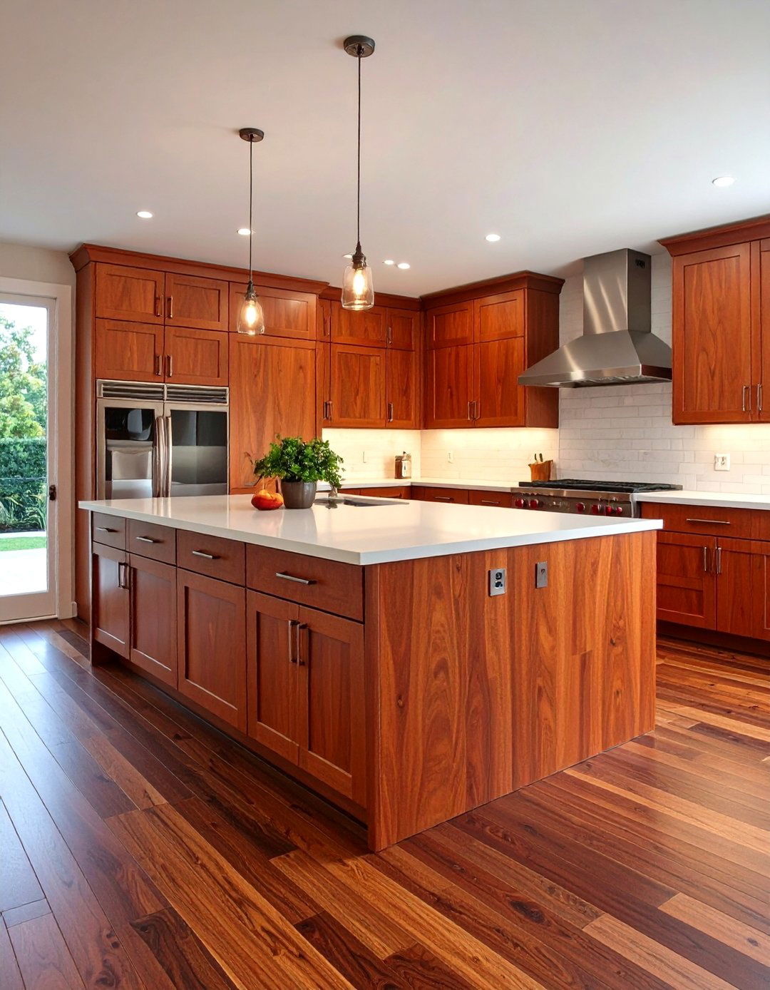 Modern Cherry with Dark Hardwood Floors - 24 Natural Cherry Kitchen Cabinets