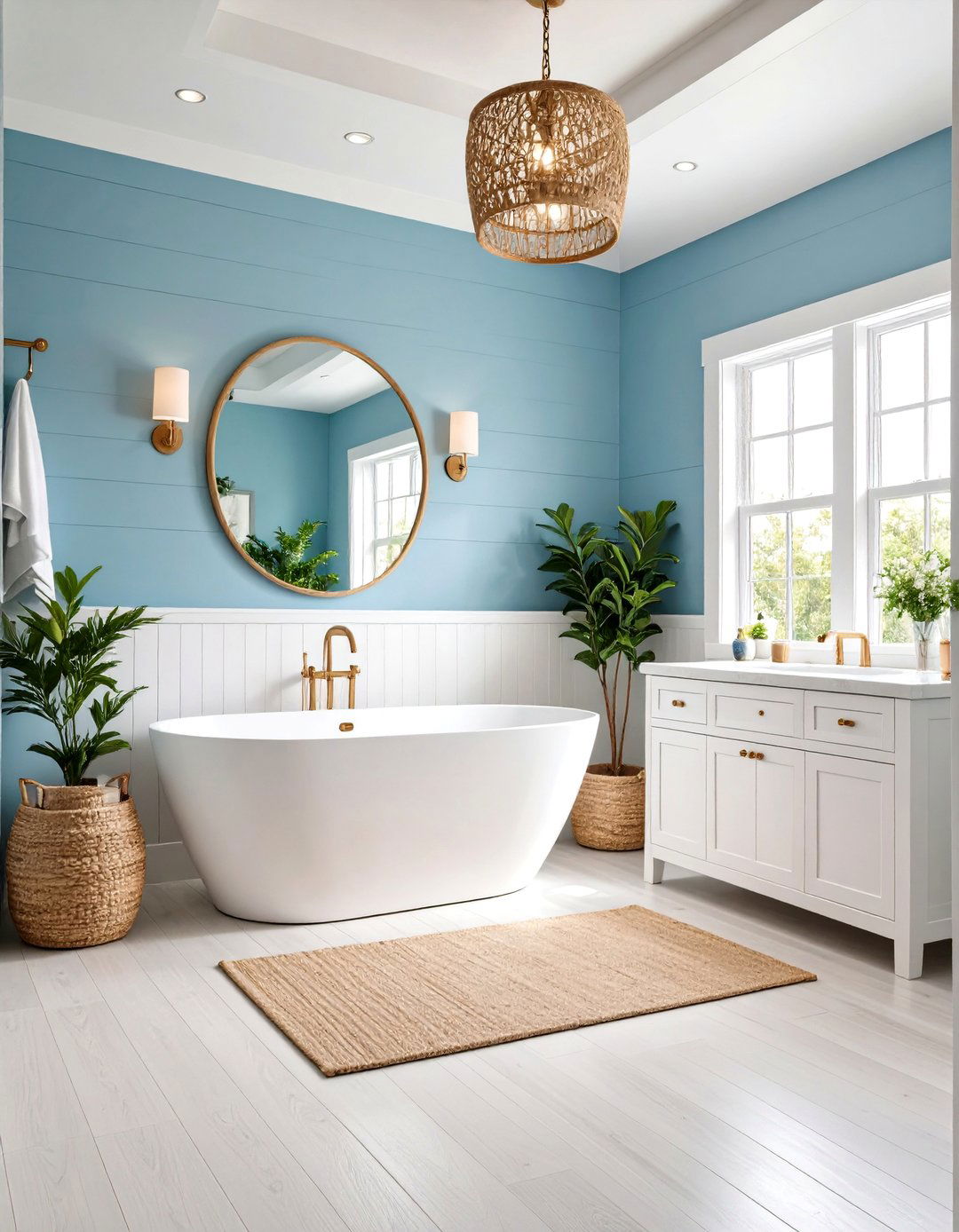 Modern Coastal Chic - 24 Blue and White Bathroom Ideas