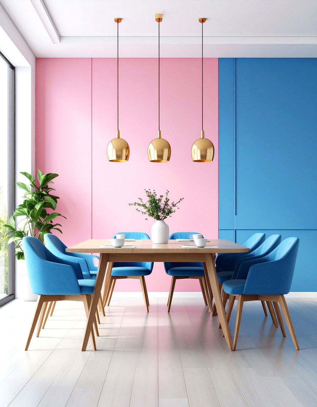 Modern Color Blocking Dining - 24 Colorful Dining Room Ideas