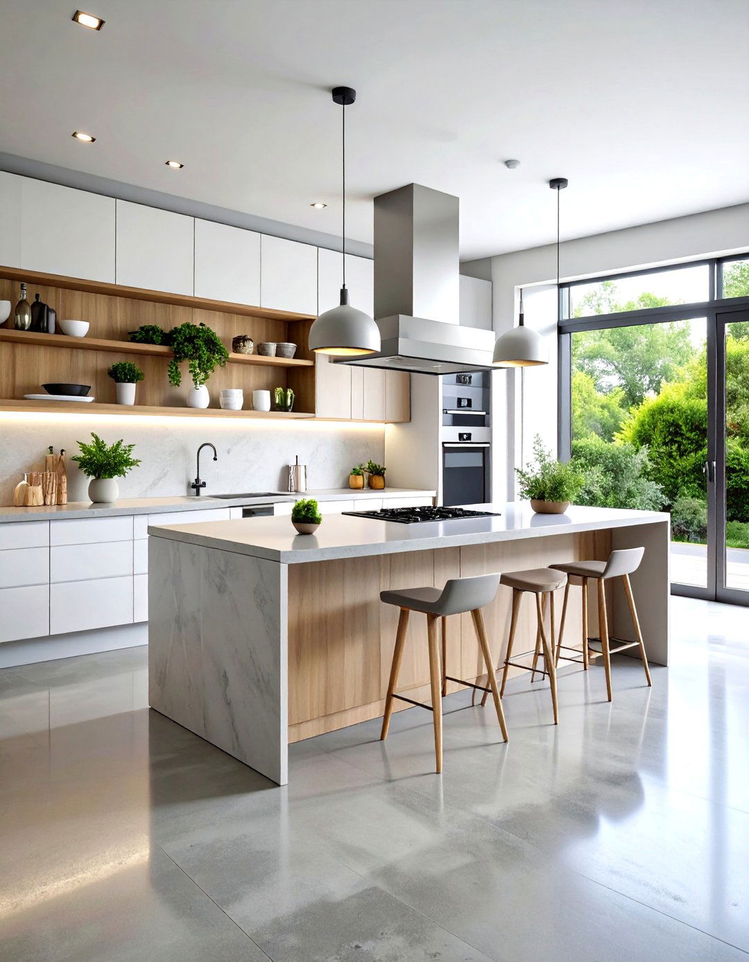 Modern Concrete Grey Floor Kitchen - 24 Kitchens With Grey Floors