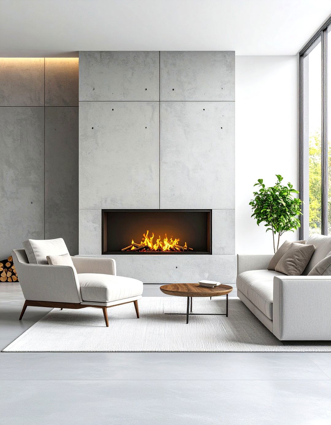 Modern Concrete Panel Minimalist Design - 24 Fireplace Backsplash Ideas