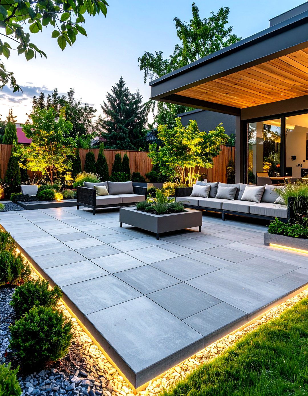 Modern Concrete Paver Patio with Geometric Patterns - 24 Paver Patio Ideas