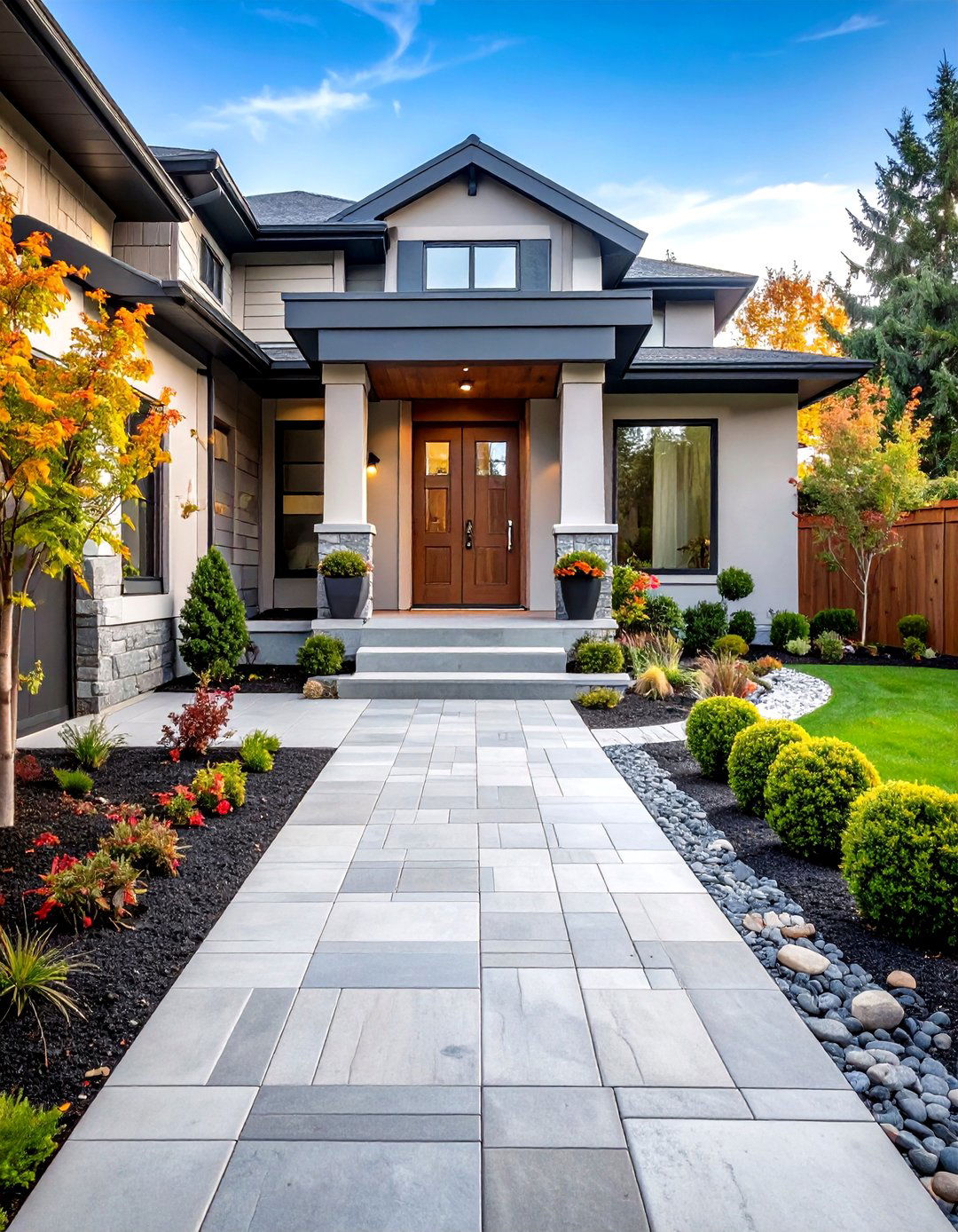 Modern Concrete Paver Running Bond Layout - 24 Paver Walkway Ideas
