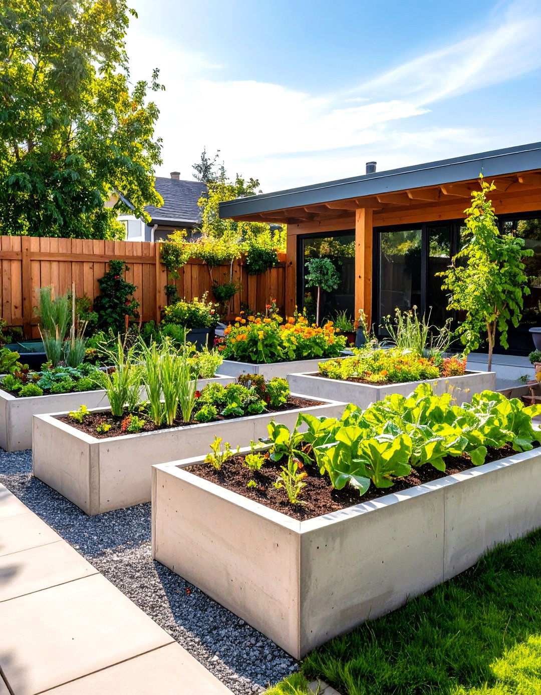 Modern Concrete Raised Garden Beds - 24 Concrete Garden Ideas