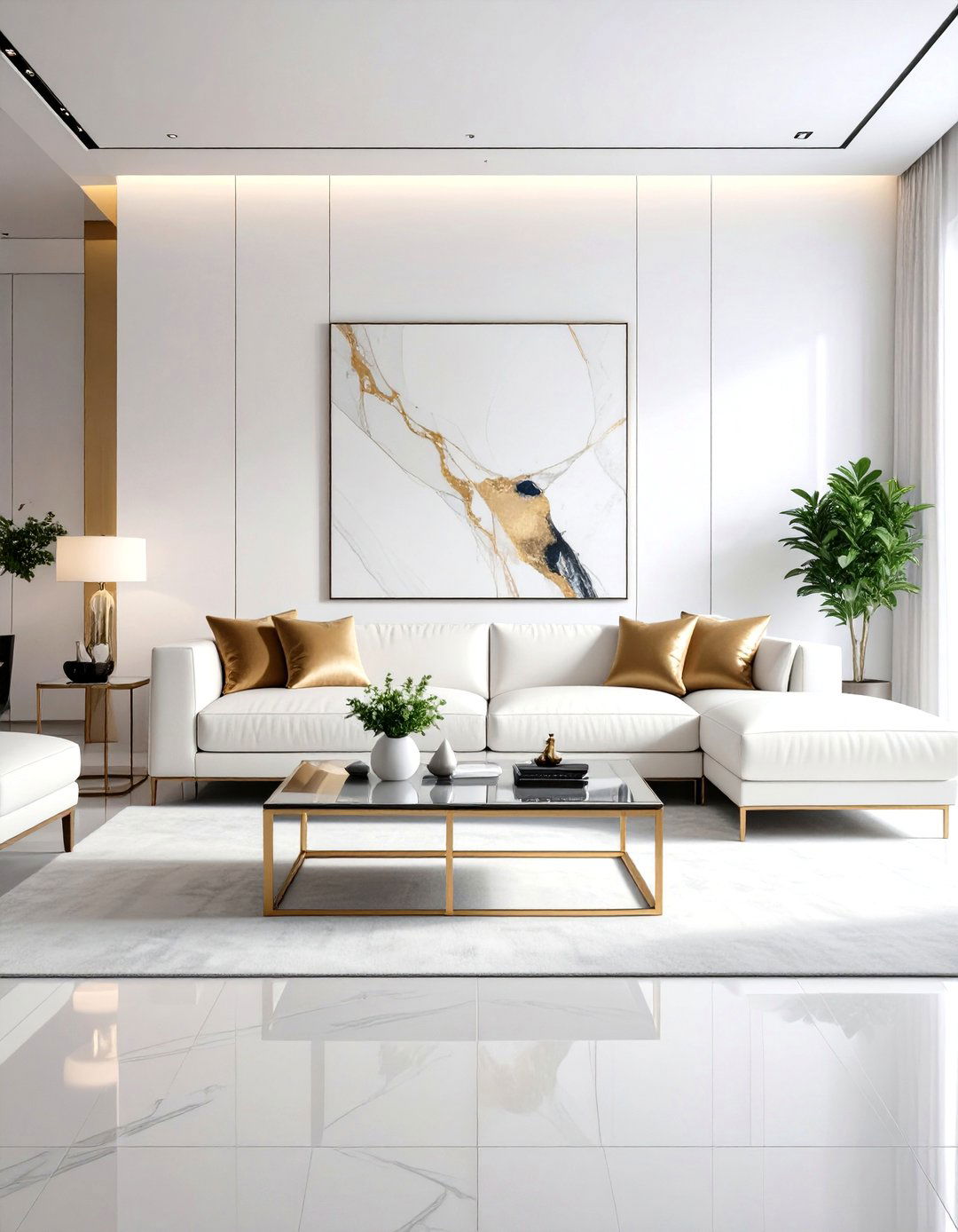Modern Contemporary White Living Room - 24 White Living Room Ideas